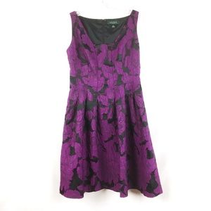 Lauren Ralph Lauren Purple Black Brocade Dress Sz 2